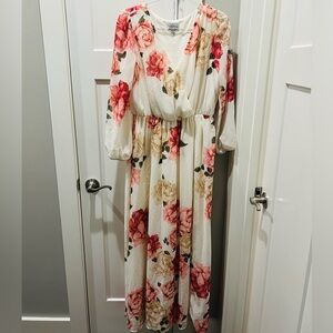 Premier Floral Maxi Dress - Red, Pink, Cream